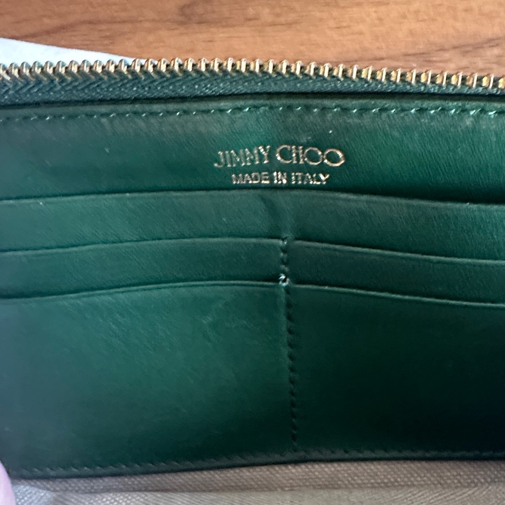 Jimmy Choo Forest Green Wallet with Star Studs - Picture 5 of 9